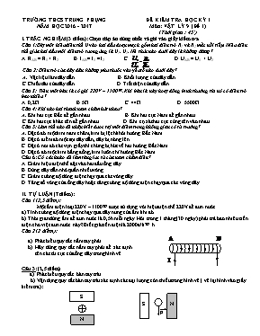 Đề kiểm tra học kì I môn Vật lí lớp 9 - Năm học 2016-2017 - Trường THCS Nguyễn Thành Hãn